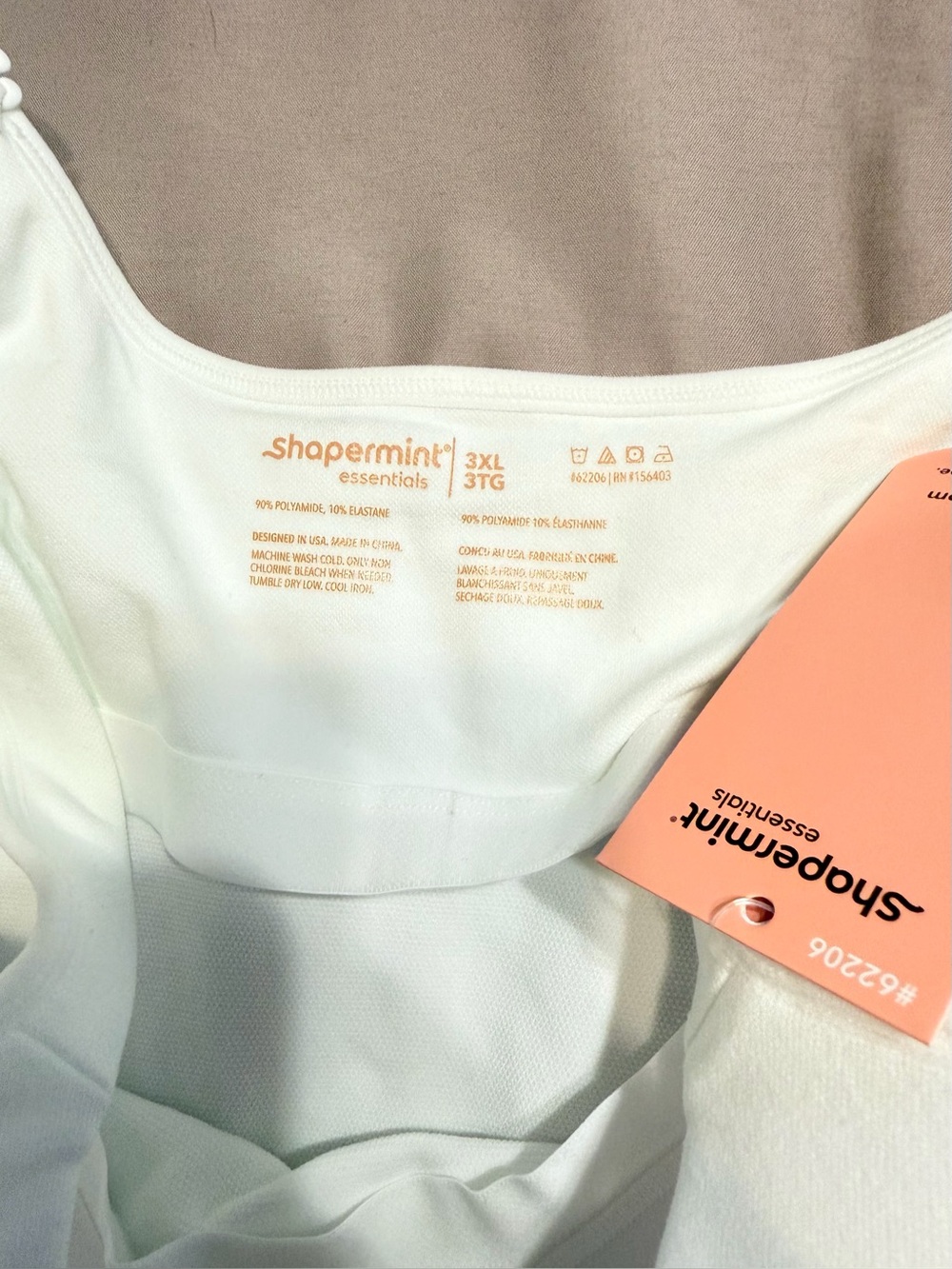 Shapermint NWT Essentials Sweetheart Built-In Bra Shaper White Cami Sz 3XL - Picture 6 of 15